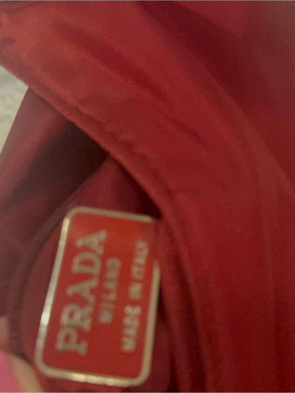 Prada Linea Rossa Red Nylon Acrylic Handle Shoulder Bag Vintage Made in Italy - Picture 3 of 8